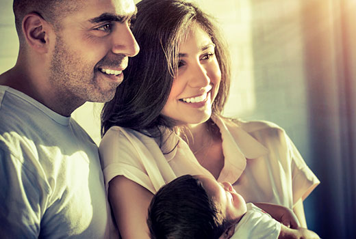 Family picture: mother, father and child.